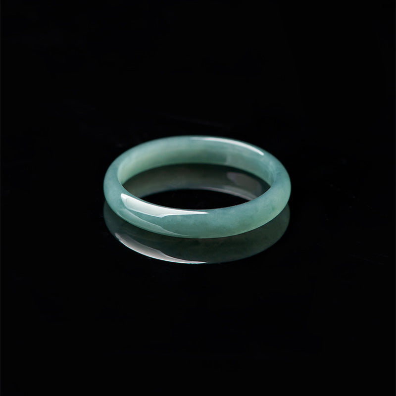 Anillo de protección de prosperidad de jade natural con Buddha Stones