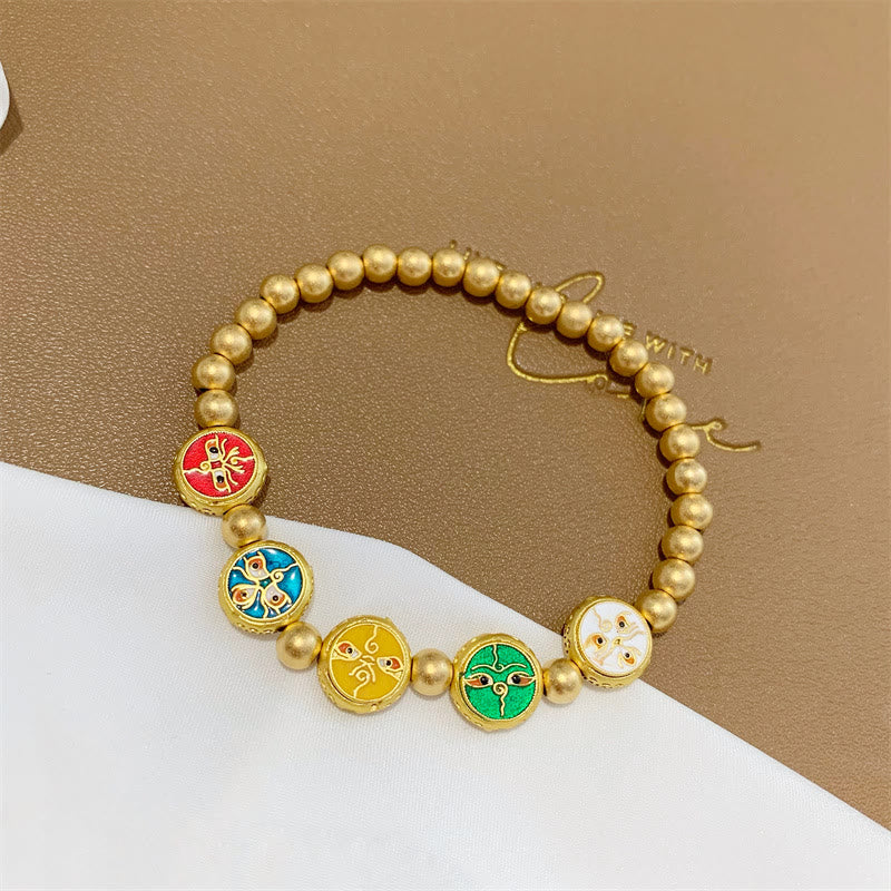 Pulsera de la suerte con cuentas de cobre, cinco dioses tibetanos de la riqueza , Buddha Stones