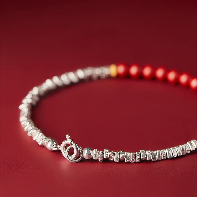 Pulsera de bendición con carácter de cinabrio Fu de plata de ley 925 con Buddha Stones