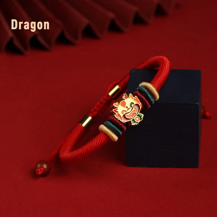 Pulsera roja trenzada de la suerte del zodíaco chino, hecha a mano, de Plata de Ley 925 con Buddha Stones , Año del Dragón