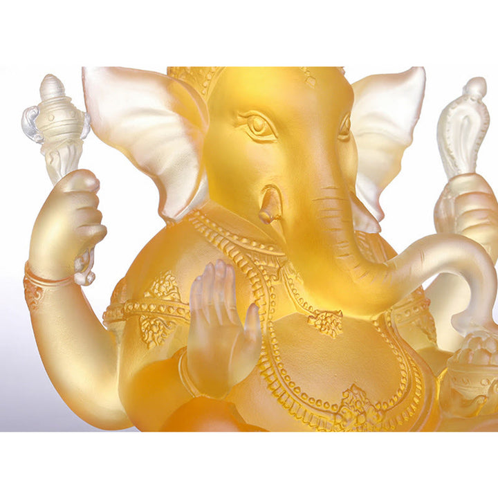 Buddha Stones hechas a mano, Ganesh Ganpati, estatuilla de elefante Liuli, pieza de arte con cristal, estatua de protección, decoración del hogar