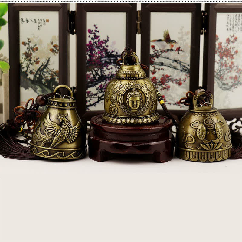 Feng Shui Buda Koi pez Fénix carillón de viento campana suerte decoración colgante de pared - image 4