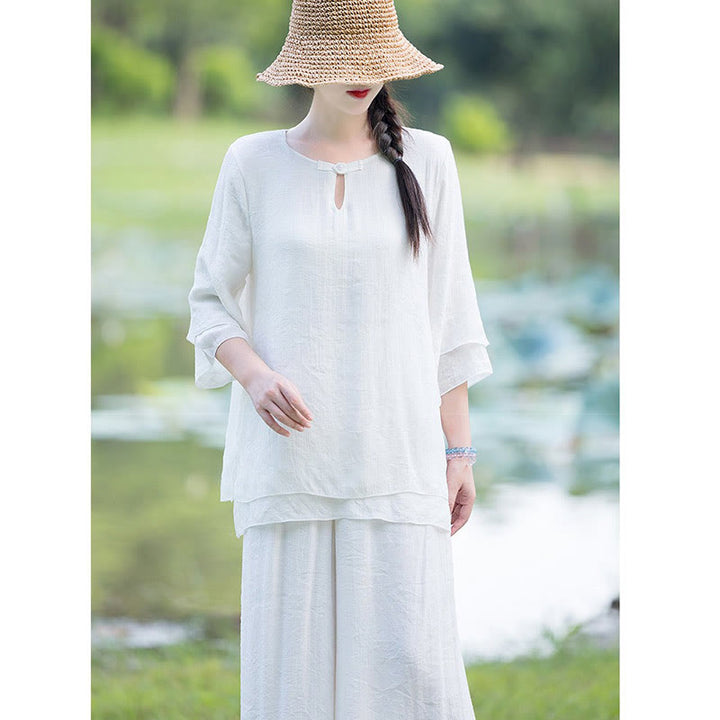 Conjunto de ropa de práctica matutina espiritual Zen para meditación y oración de Tai Chi, conjunto para mujer - image 10