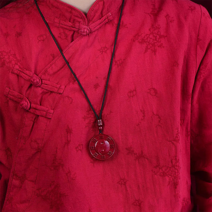 Colgante de collar de bendición de Buddha Stones cinabrio Yin Yang Bagua - image 5