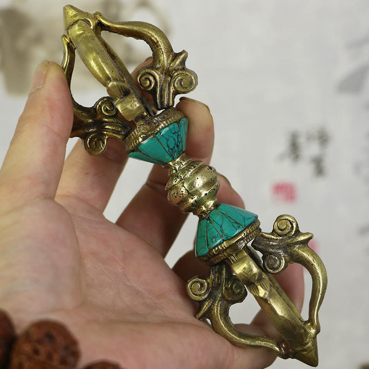 Buddha Stones tibetanas de cinco puntas Vajra Dorje hechas a mano, decoración de cobre de poder espiritual de Nepal - Dorje/Vajra (Iluminación♥Poder Espiritual) - image 0