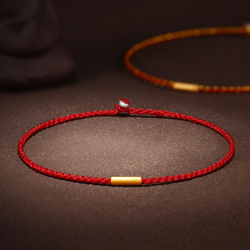 Pulsera de protección trenzada con nudos de los deseos de cuatro hilos hecha a mano con cuentas de oro 999 de Buddha Stones