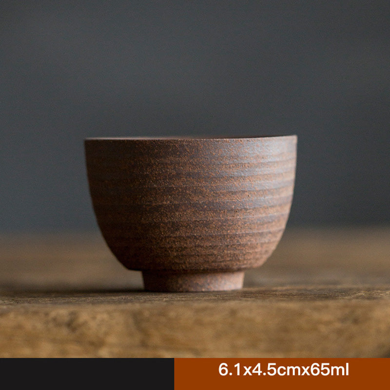 Taza de té de cerámica marrón Retro hecha a mano con Buddha Stones, taza de té de Kung Fu