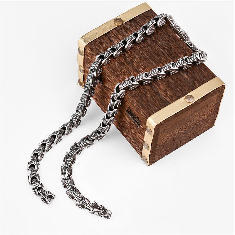 Pulsera con colgante de collar de protección de acero de titanio con diseño de dragón de Buddha Stones - image 8