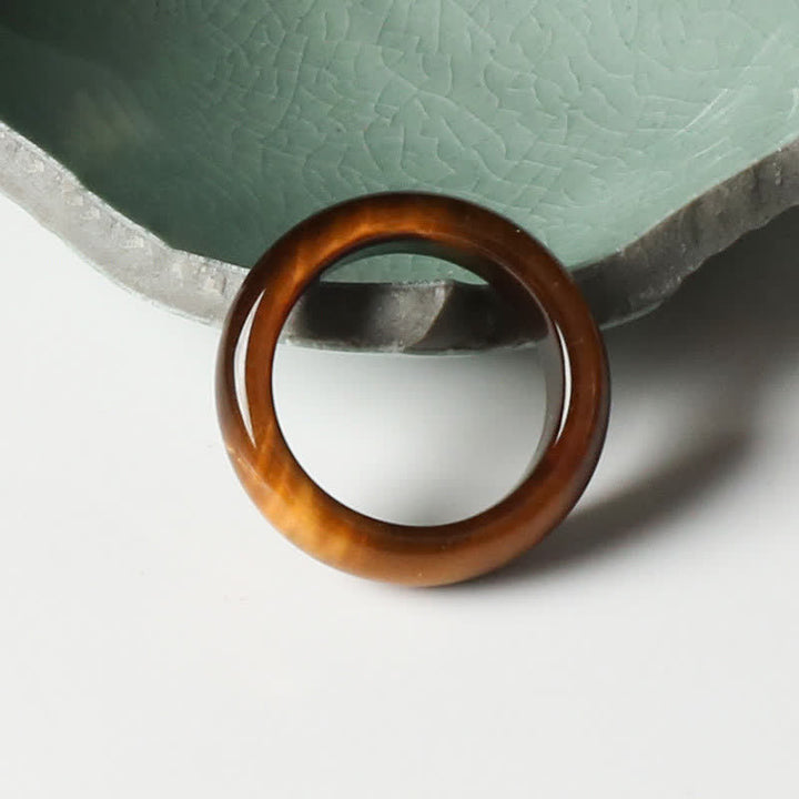Anillo de protección de fuerza de piedra de ojo de tigre de Buddha Stones