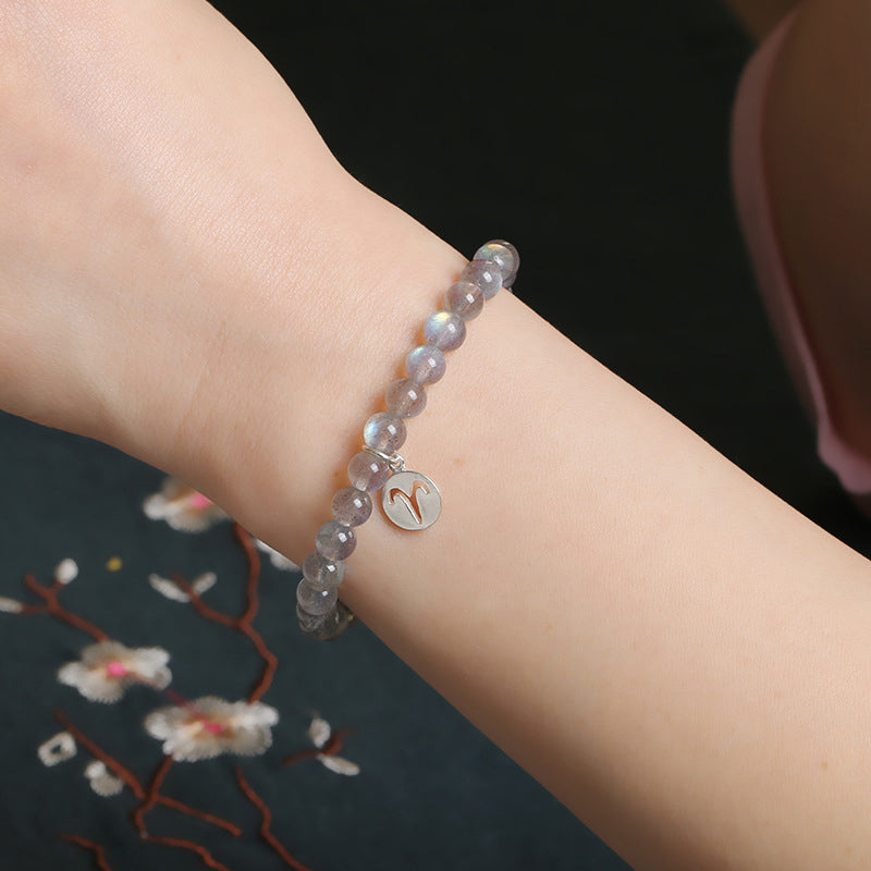 Pulsera con Encanto 12 Constelaciones del Zodíaco Piedra Lunar