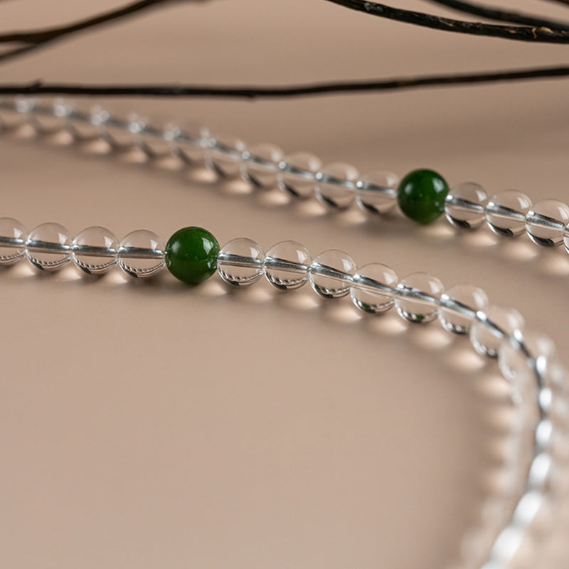 Pulsera de meditación de jade de cristal blanco de 108 cuentas Mala