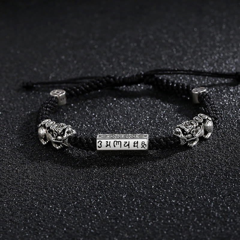 Pulsera de cuerda Om Mani Padme Hum con moneda de cobre Feng Shui doble de piedras de Buddha Stones - image 12