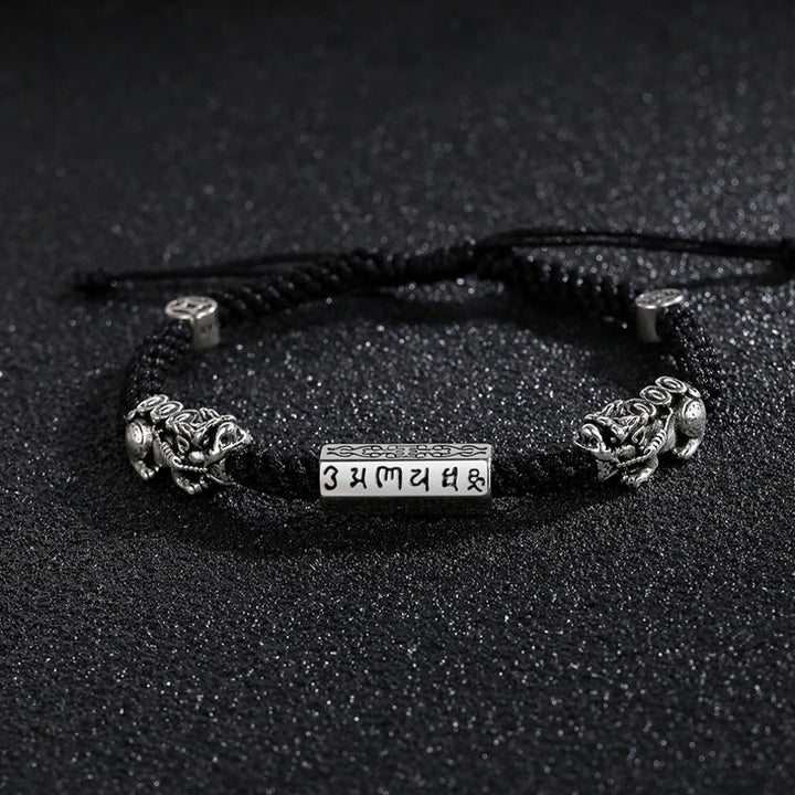 Pulsera de cuerda Om Mani Padme Hum con moneda de cobre Feng Shui doble de piedras de Buddha Stones - image 12