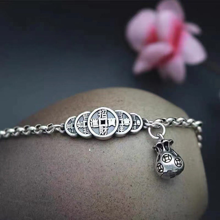 Pulsera de riqueza con bolsa de dinero y monedas de cobre con Buddha Stones