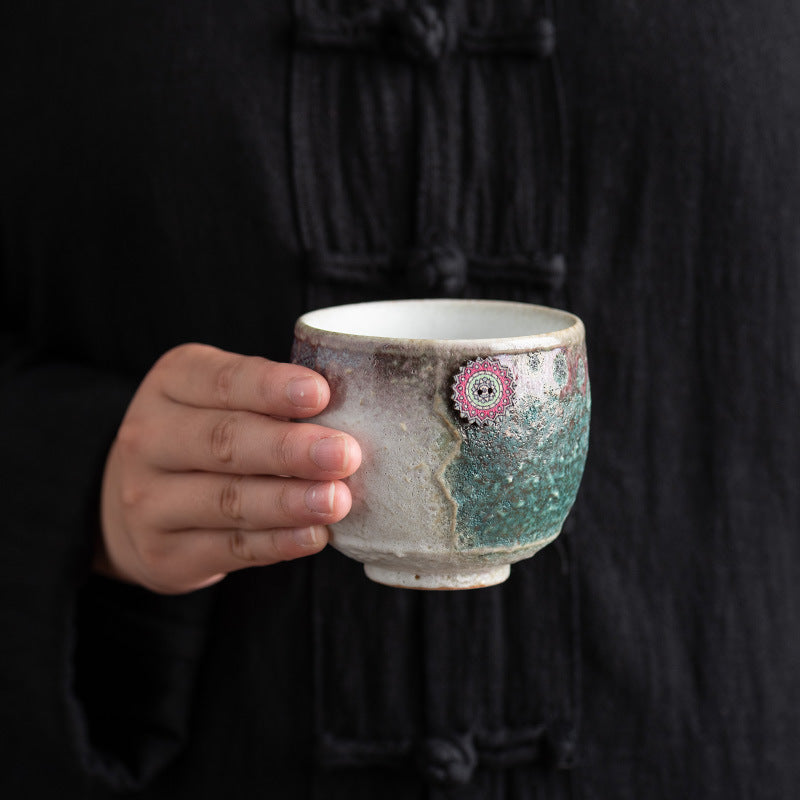 Taza de café de cerámica con cambio de horno de girasol de Buddha Stones , taza de café expreso con leche y té, 250ml