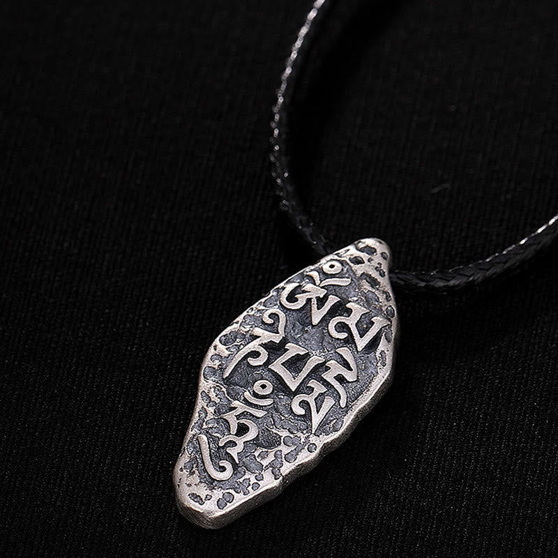 Colgante de plata de ley 925 tibetana con Buddha Stones Om Mani Padme Hum Dorje Vajra, colgante de fuerza grabado - image 12