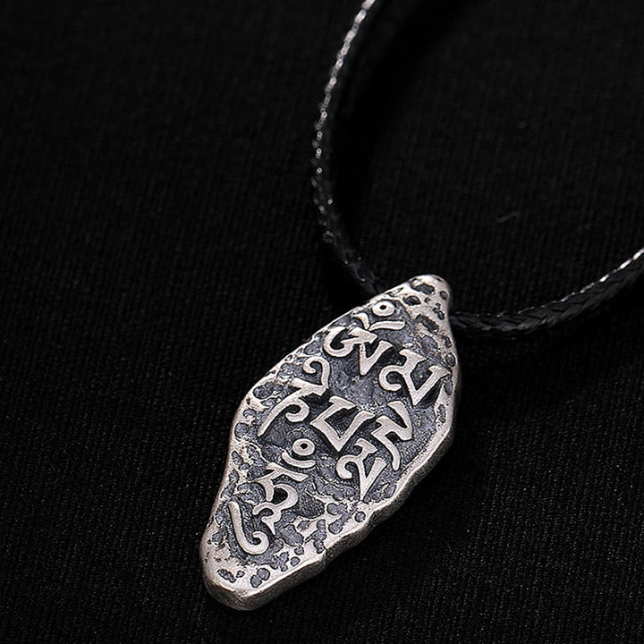Colgante de plata de ley 925 tibetana con Buddha Stones Om Mani Padme Hum Dorje Vajra, colgante de fuerza grabado - image 12