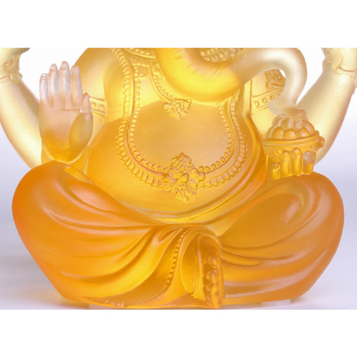 Buddha Stones hechas a mano, Ganesh Ganpati, estatuilla de elefante Liuli, pieza de arte con cristal, estatua de protección, decoración del hogar - image 5