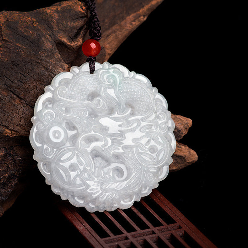 Collar de protección de dragón de jade blanco con Buddha Stones, colgante de cadena - image 2