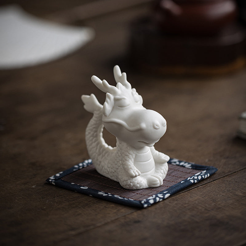 Buddha Stones, año del dragón, suerte, porcelana blanca, cerámica, té, mascota, decoración del hogar