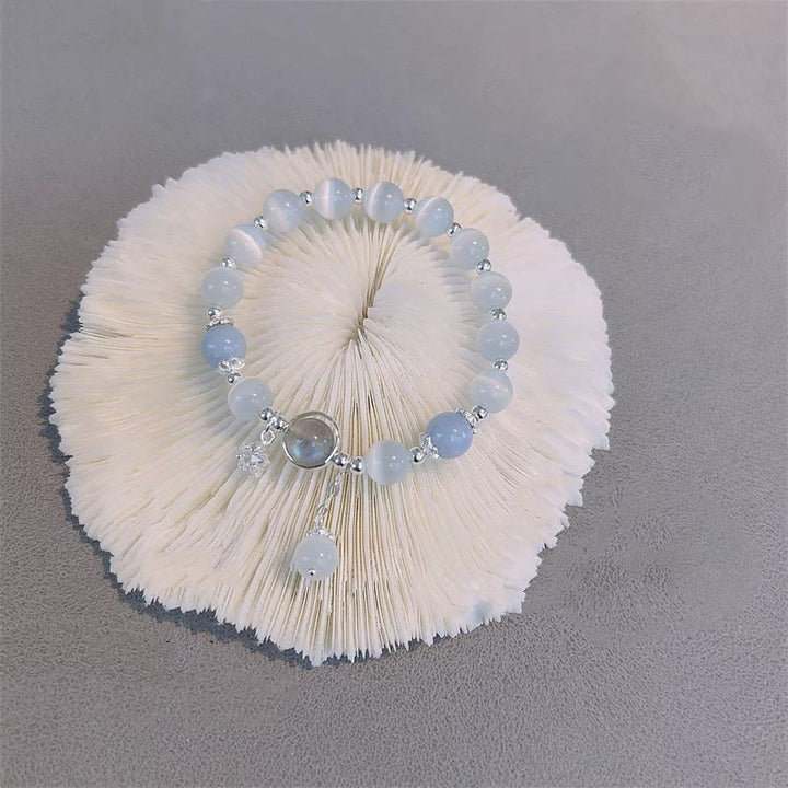 Pulsera de soporte con dije de estrella, mariposa, piedra lunar, ojo de gato, Buddha Stones