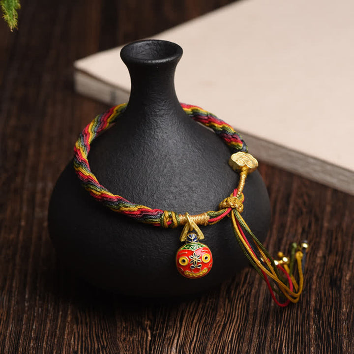 Pulsera de cuerda colorida con nudo de reencarnación de la suerte de la familia de la bestia tragadora de oro con Buddha Stones