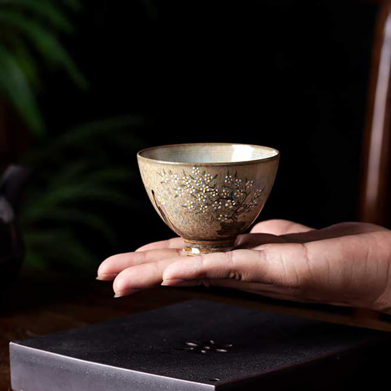 Buddha Stones Jingdezhen pintadas a mano Ru Kiln porcelana Hanfu niña flor taza de té de cerámica tazas de té Kung Fu
