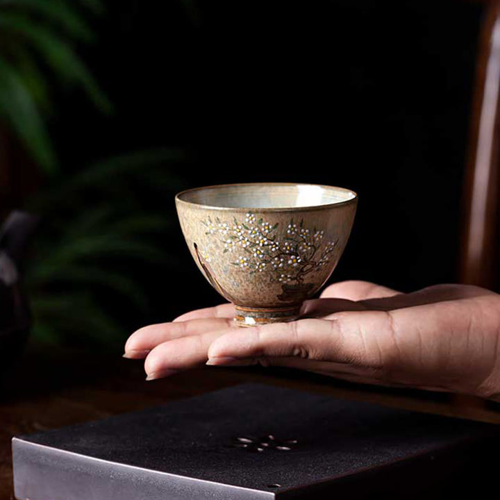 Buddha Stones Jingdezhen pintadas a mano Ru Kiln porcelana Hanfu niña flor taza de té de cerámica tazas de té Kung Fu