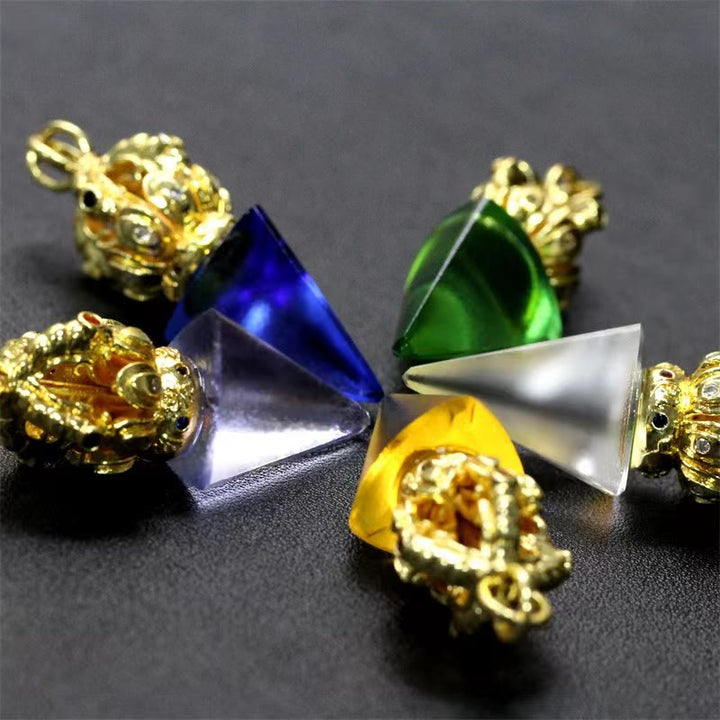 Buddha Stones tibetano Dorje Vajra 4 puntas Lotus Liuli cristal fuerza collar colgante
