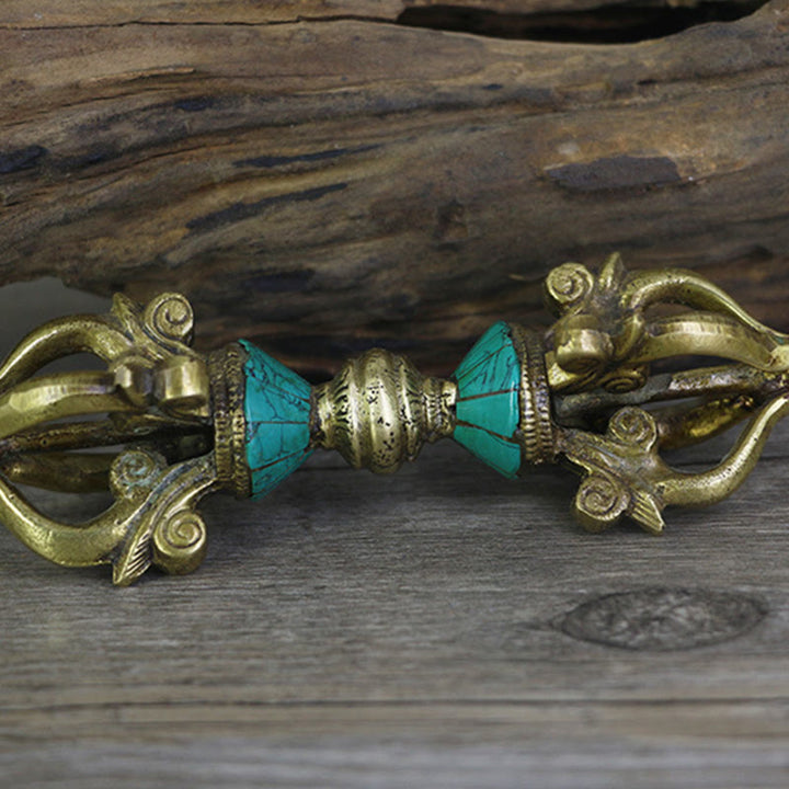 Buddha Stones tibetanas de cinco puntas Vajra Dorje hechas a mano, decoración de cobre de poder espiritual de Nepal - image 3