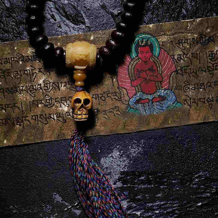 Tíbet 108 Mala cuentas púrpura semilla Bodhi Bagua Vajra pulsera auspiciosa