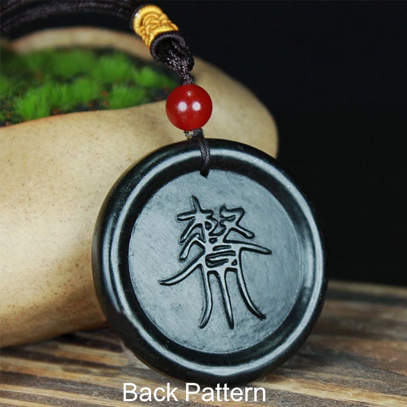 Buddha Stones Natural Hetian Cian Jade Yin Yang Suerte Armonía Collar Colgante - image 2