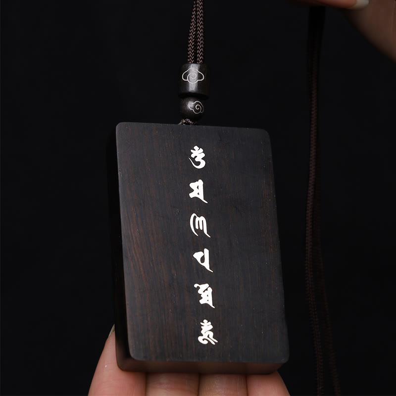 Buddha Stones de plata de ley 999, colgante de collar de protección con incrustaciones de madera de ébano de sándalo rojo y hoja pequeña Om Mani Padme Hum - image 18