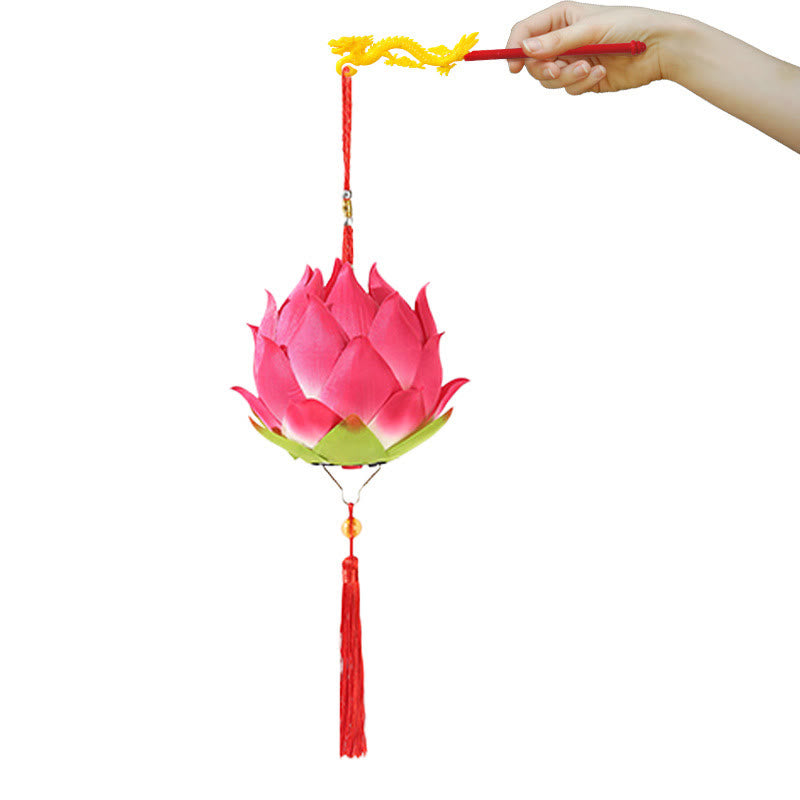 Buddha Stones DIY flor de loto dragón linterna borla lámpara decoración