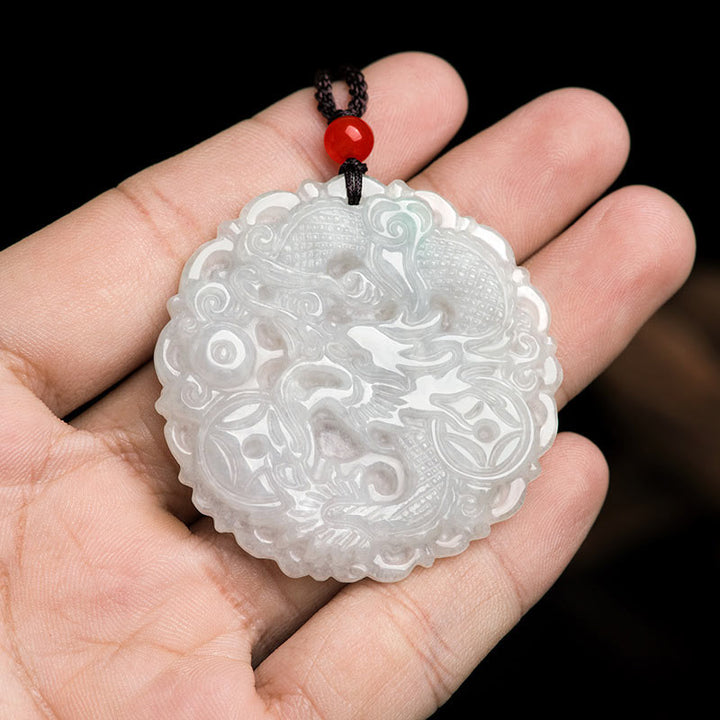 Collar de protección de dragón de jade blanco con Buddha Stones, colgante de cadena - image 4