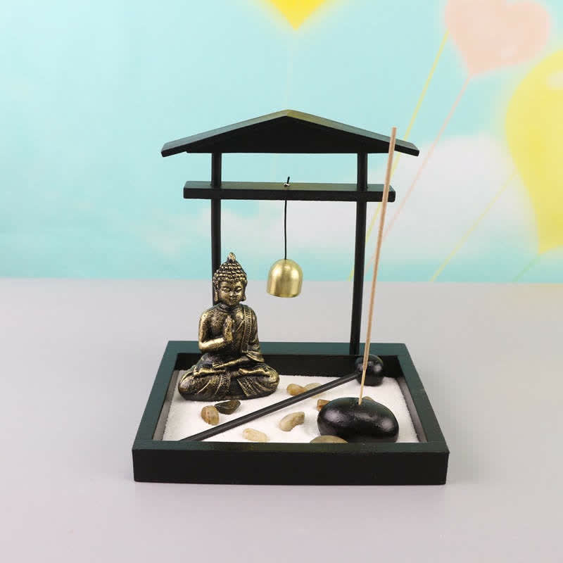 Estatua de Buda rocas meditación paz Zen jardín conjunto decoración del hogar