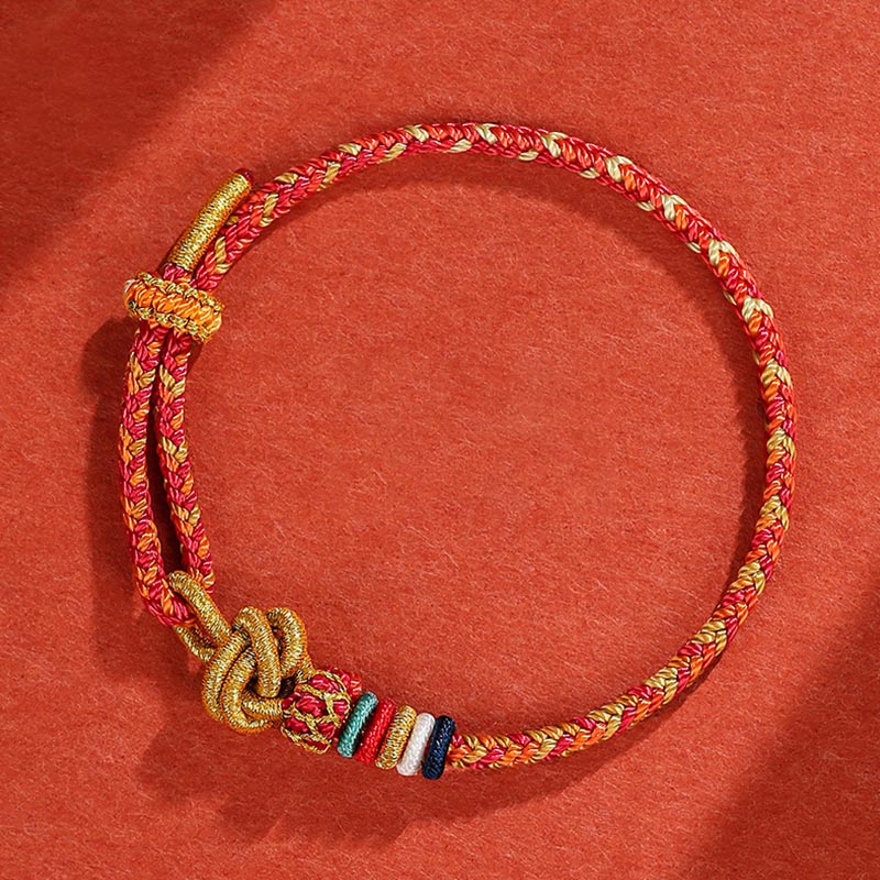 Pulsera de cuerda trenzada de protección de cuerda colorida Dunhuang hecha a mano con Buddha Stones