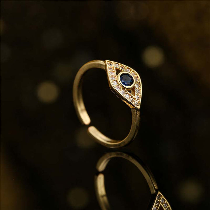 Anillo de cobre con bendición de protección contra el mal de ojo con Buddha Stones