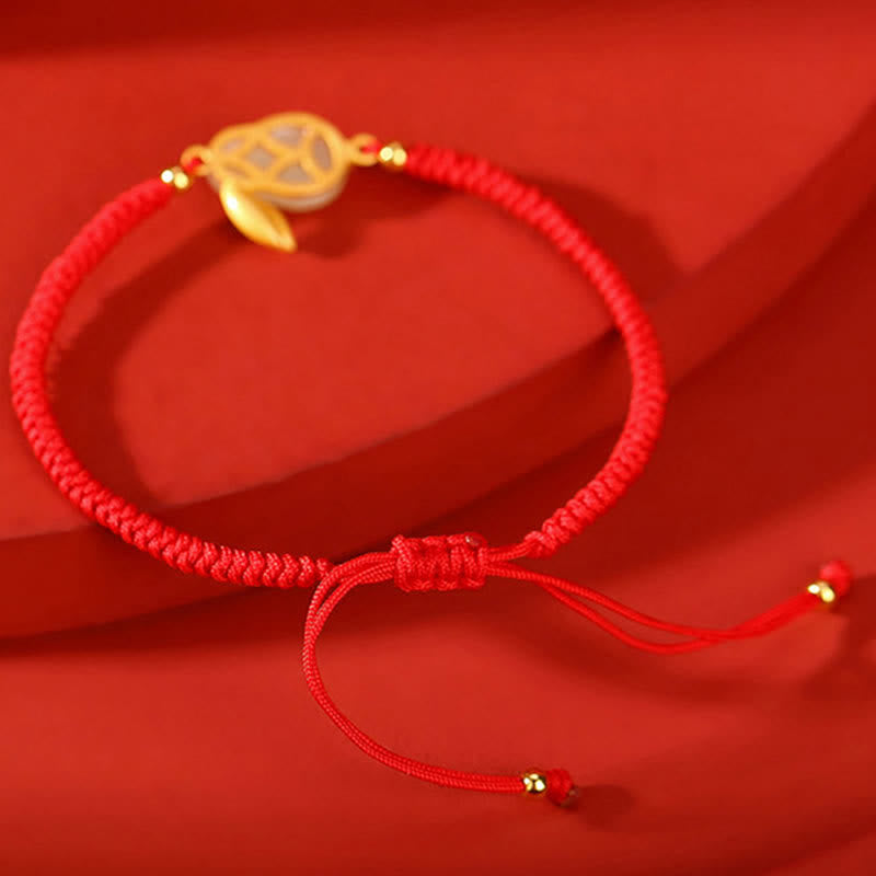 Pulsera de protección con hilo rojo de la suerte de jade blanco hetiano del año del conejo de plata de ley 925 con Buddha Stones