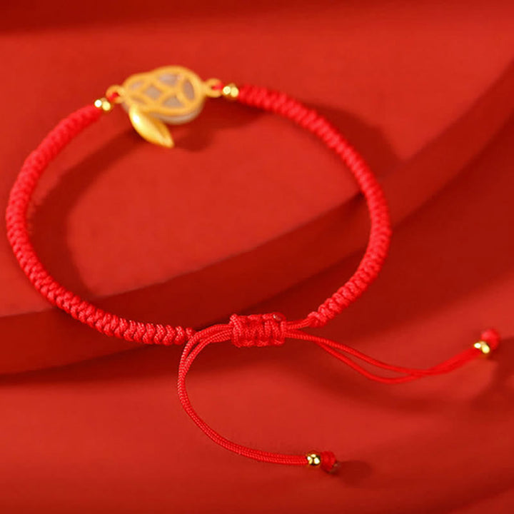 Pulsera de protección con hilo rojo de la suerte de jade blanco hetiano del año del conejo de plata de ley 925 con Buddha Stones