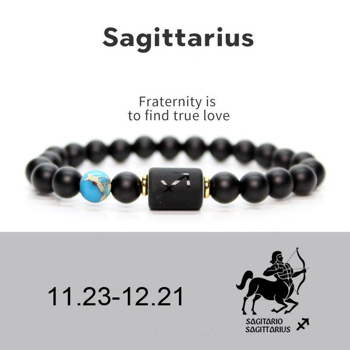 Pulsera Ajustable de Ónix Negro 12 Constelaciones del Zodíaco Buddha Stones