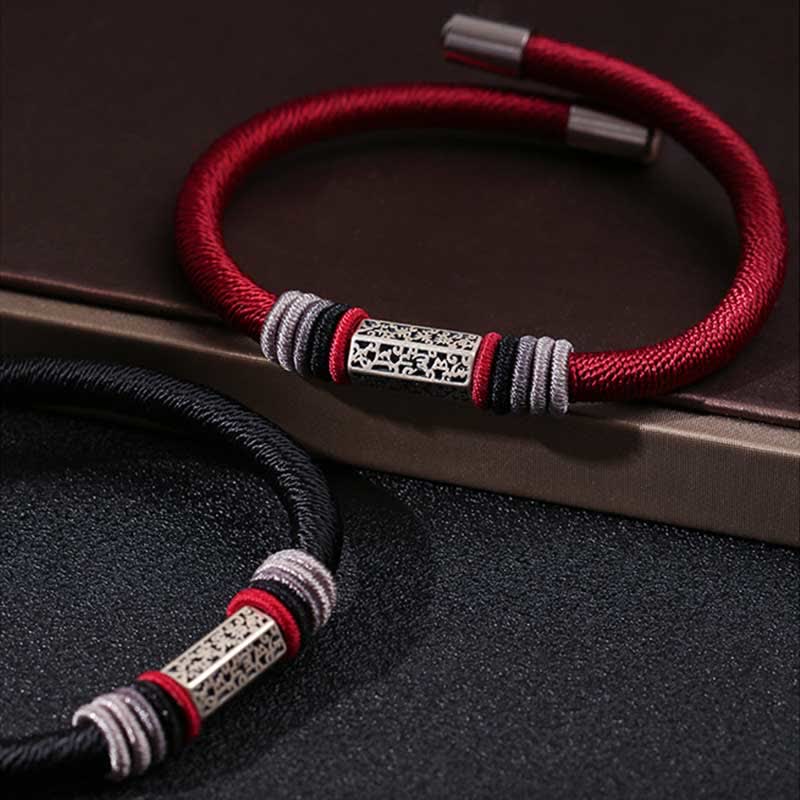 Pulsera de hilo rojo de la paz de Om Mani Padme Hum de plata de ley 925 con Buddha Stones