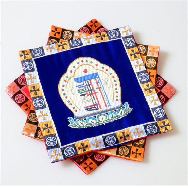 Estera de altar de oración Man-Bcu Kalachakra, estera de Jacquard para meditación curativa