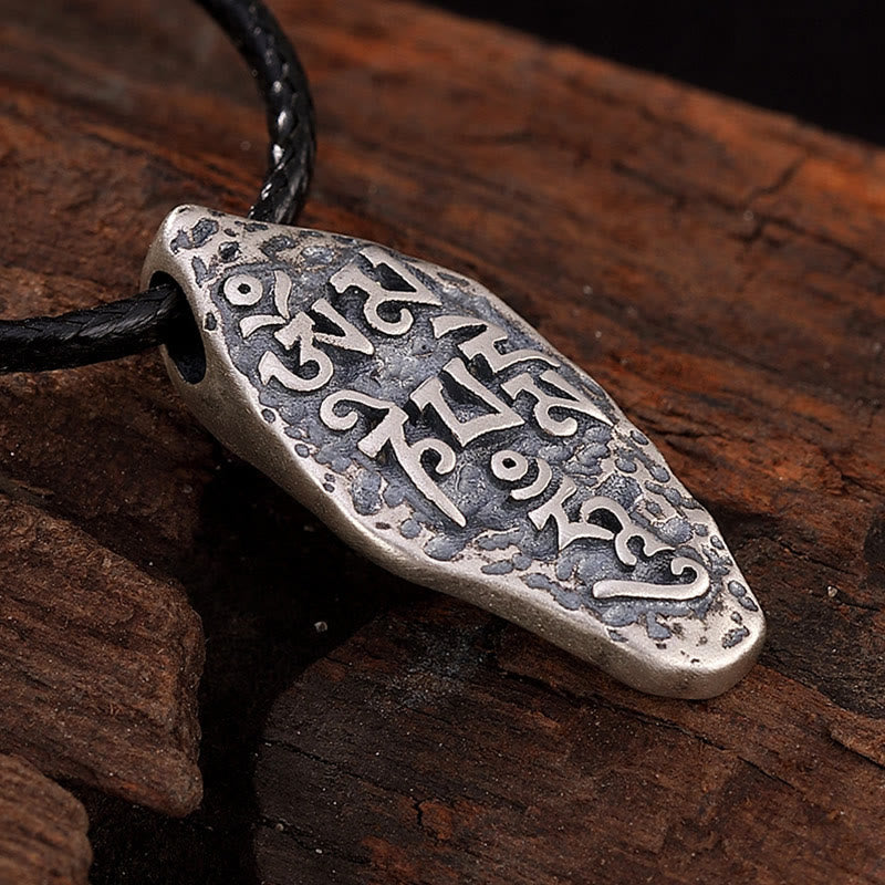 Colgante de plata de ley 925 tibetana con Buddha Stones Om Mani Padme Hum Dorje Vajra, colgante de fuerza grabado - image 3
