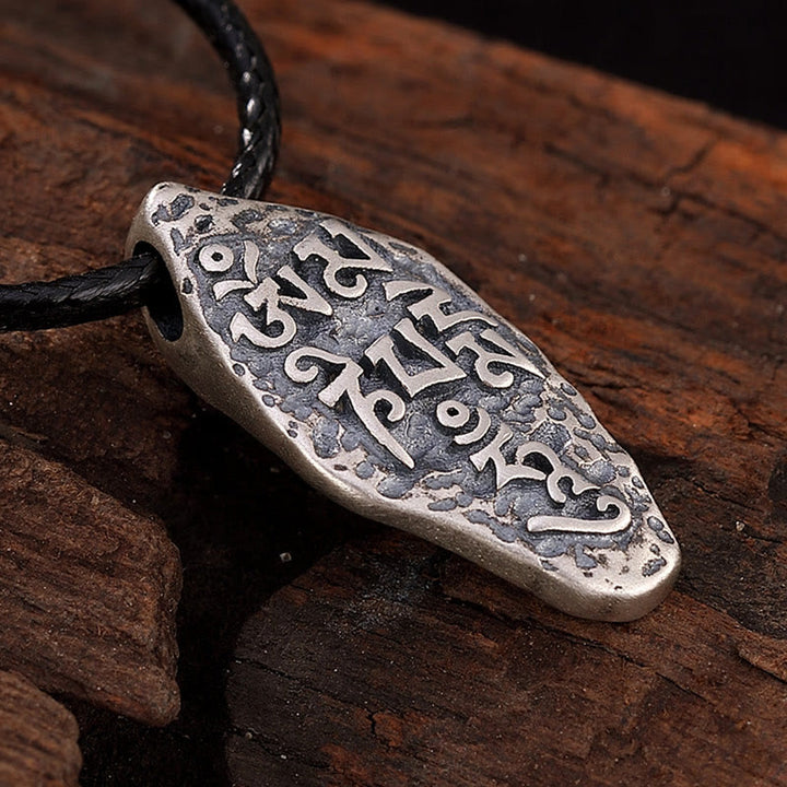 Colgante de plata de ley 925 tibetana con Buddha Stones Om Mani Padme Hum Dorje Vajra, colgante de fuerza grabado - image 3