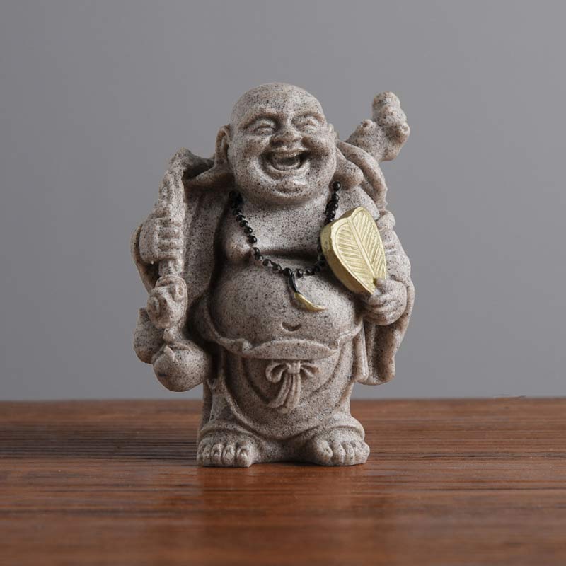 Buddha Stones estatua de resina de Buda sonriente bendición decoración del hogar