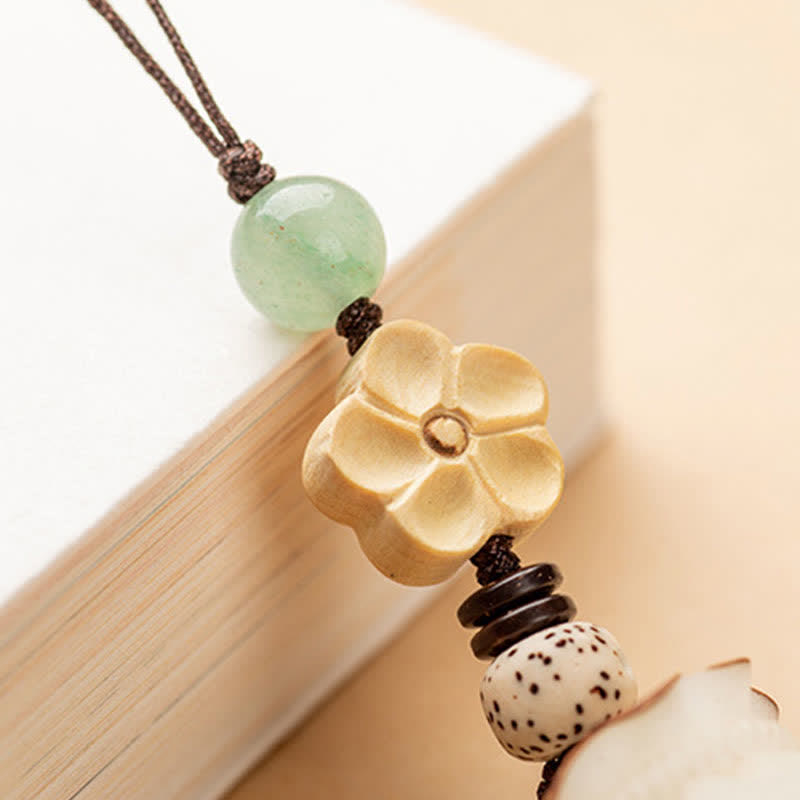 Llavero de prosperidad y bendición de flores, bolsa de dinero con semillas de Bodhi Natural, Buddha Stones