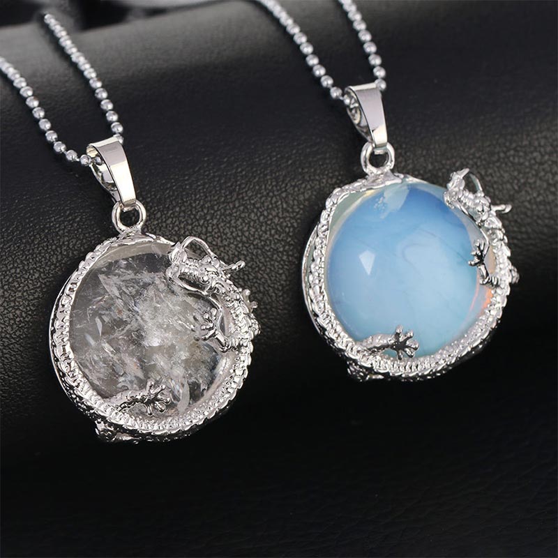 Colgante de collar de energía curativa de cristal de cuarzo Natural de dragón chino con Buddha Stones - image 2