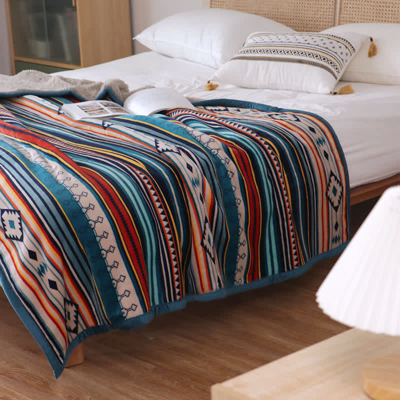 Manta de cama suave y cálida geométrica