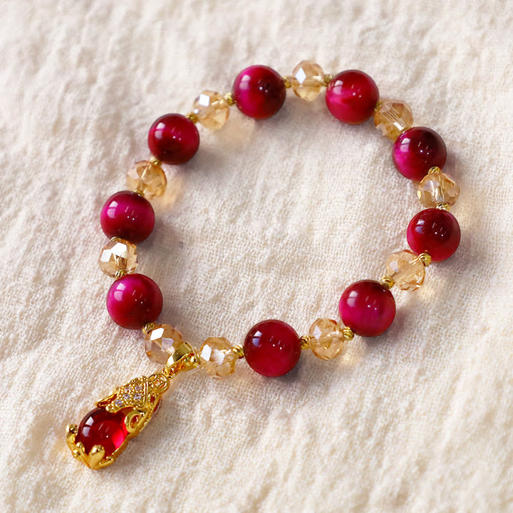 Pulsera de confianza en uno mismo con protección de zorro PiXiu y ojo de tigre rojo de Buddha Stones - image 9